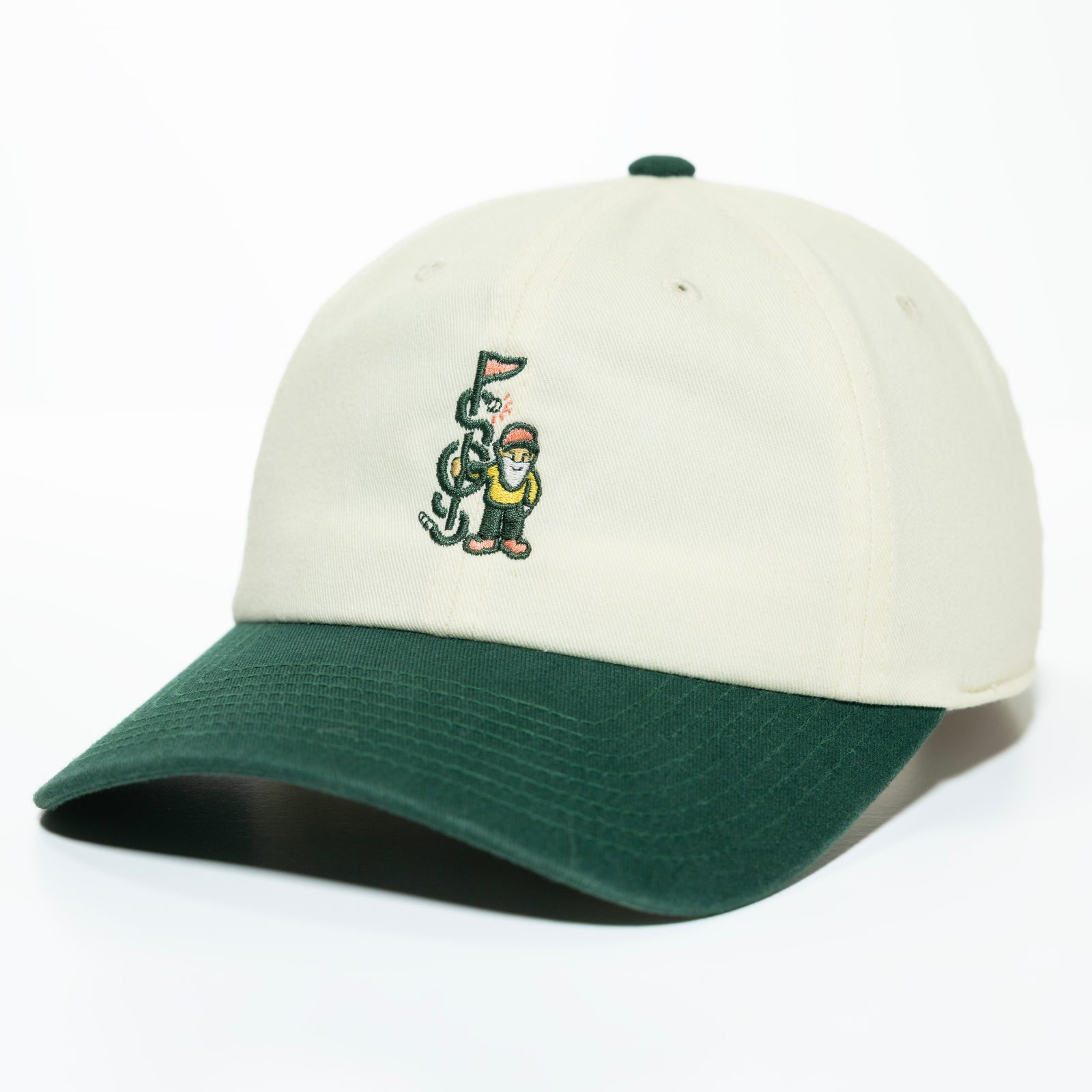 The Shotgun Start Gnome & American Needle Two Tone Dad Hat - Ivory/Green