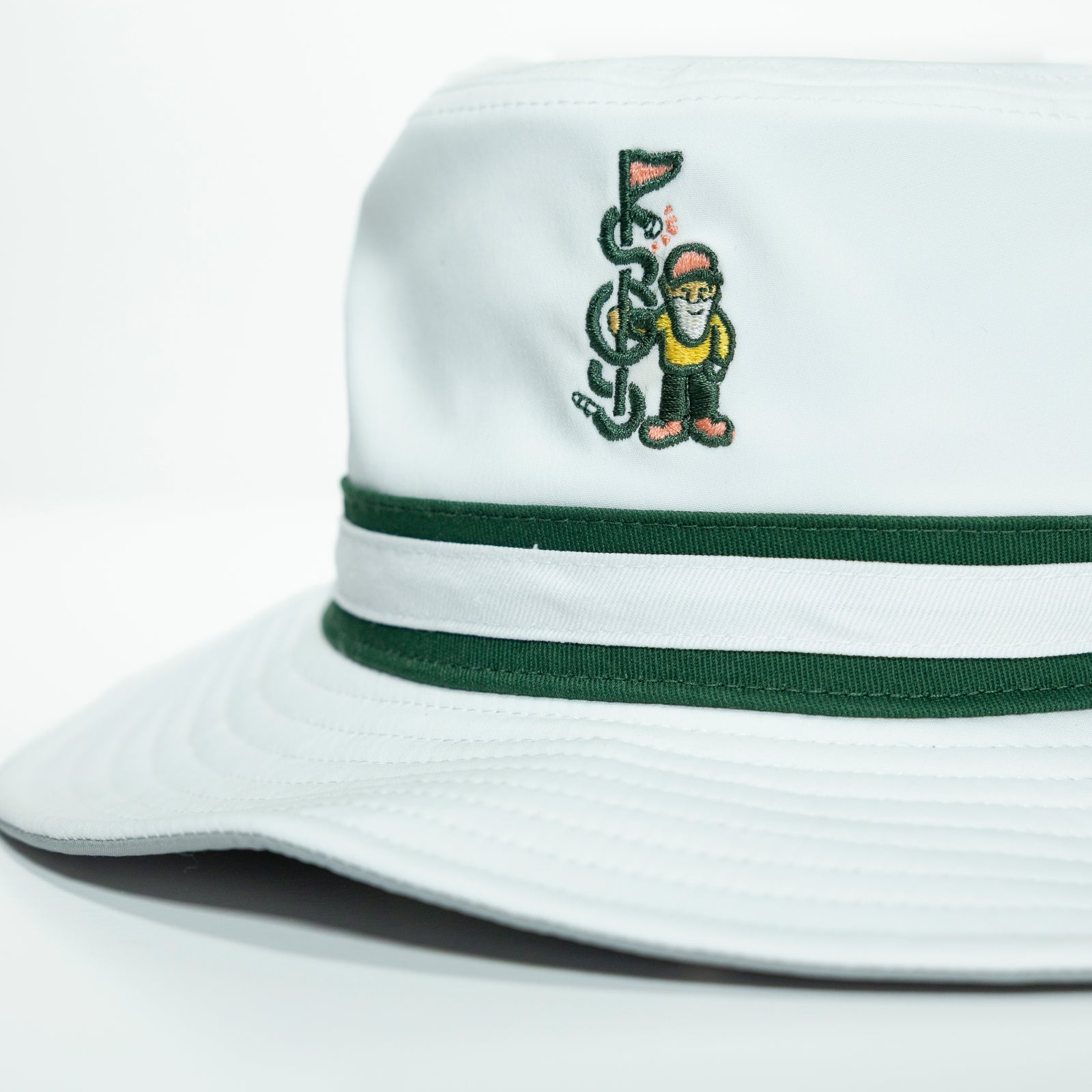 The Shotgun Start Gnome & American Needle Bucket Hat - White/Green
