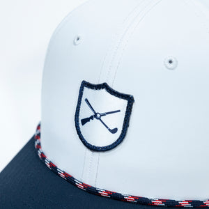 The Shotgun Start & Imperial Patch Performance Two Tone Rope Hat - White/Navy