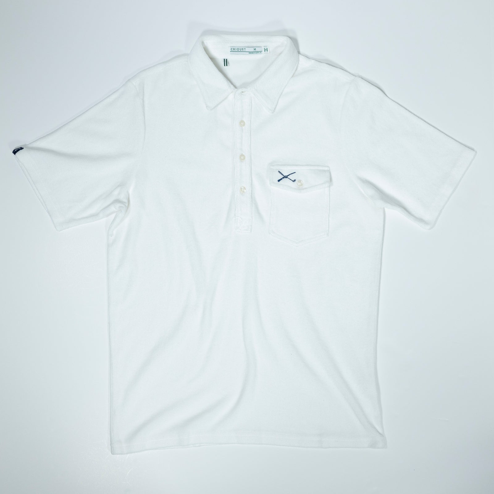 The Shotgun Start & Criquet Terry Cloth Polo - White