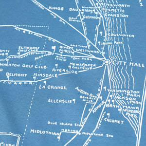 Fried Egg Golf Chicago Railroads Map T-Shirt - Slate