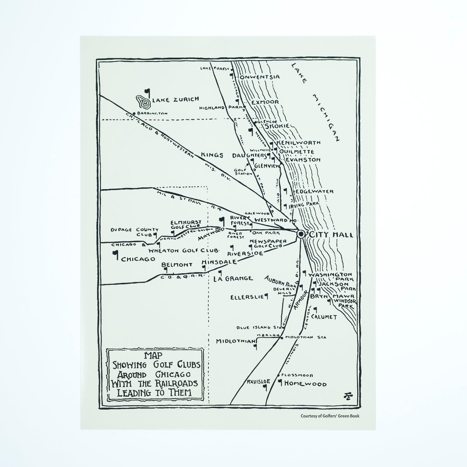 Chicago Railroads Map Poster