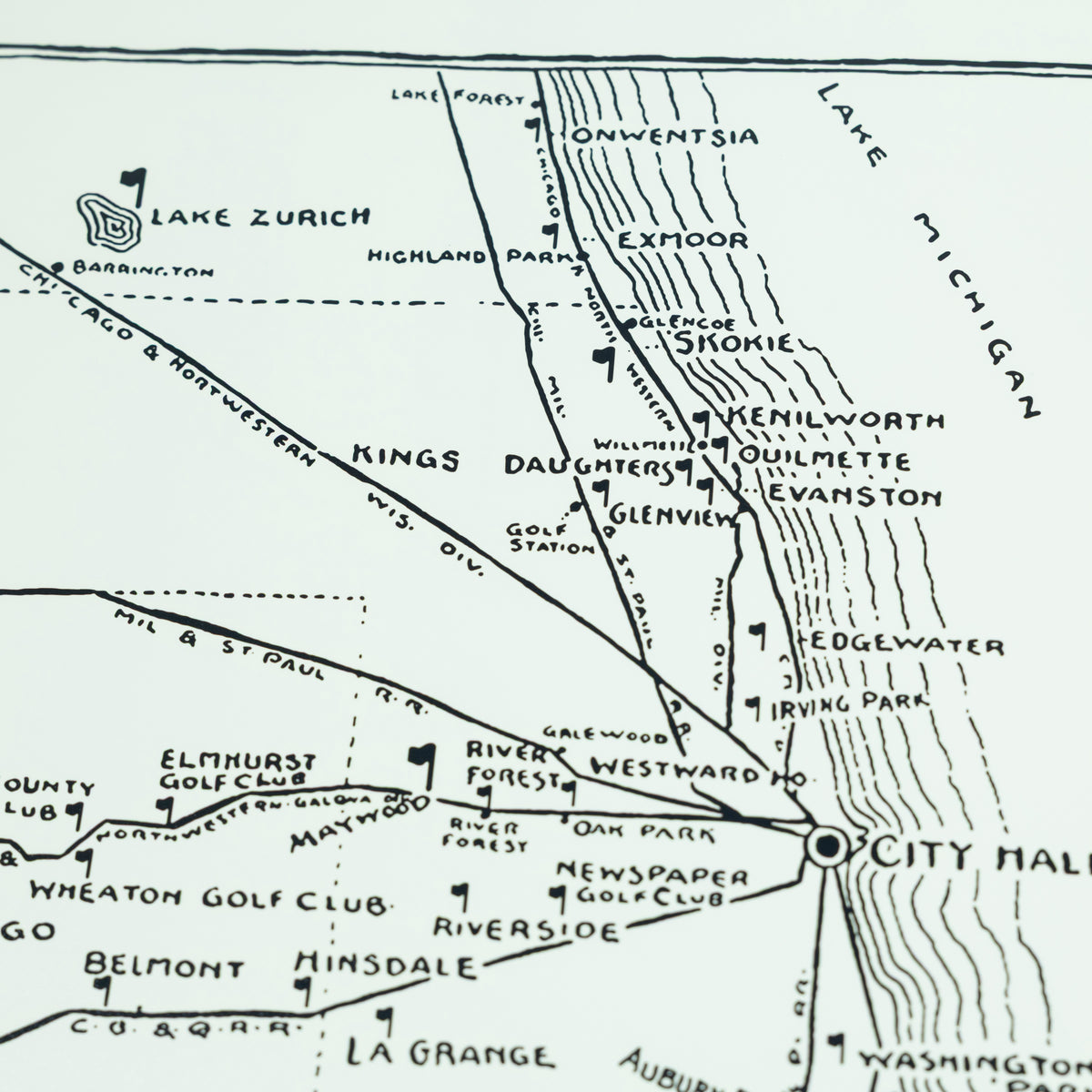 Chicago Railroads Map Poster