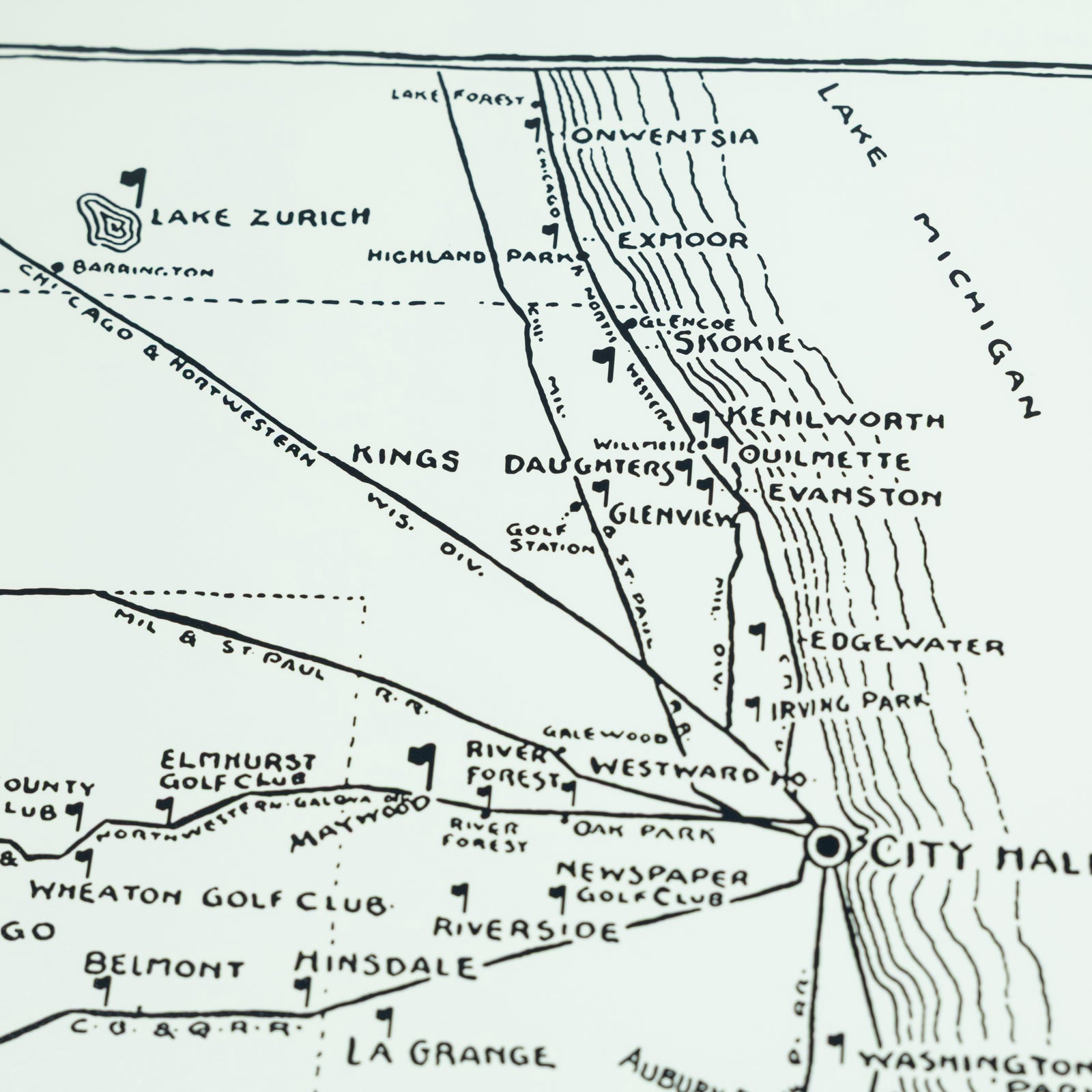 Chicago Railroads Map Poster