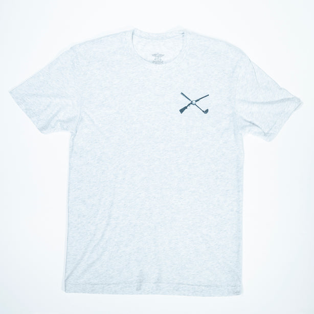 The Shotgun Start Shotgun/Golf Club T-Shirt - Heather White