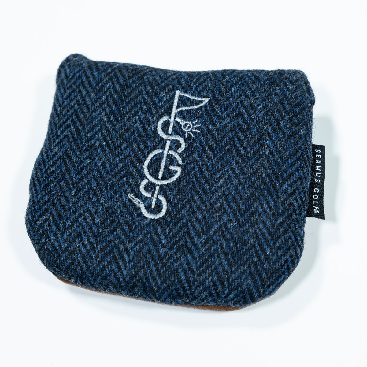 The Shotgun Start & Seamus Navy Tweed Putter Cover - Mallet