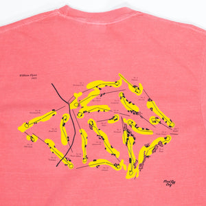 Fried Egg Golf Shinnecock Routing Map T-Shirt - Watermelon