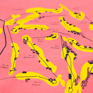 Fried Egg Golf Shinnecock Routing Map T-Shirt - Watermelon