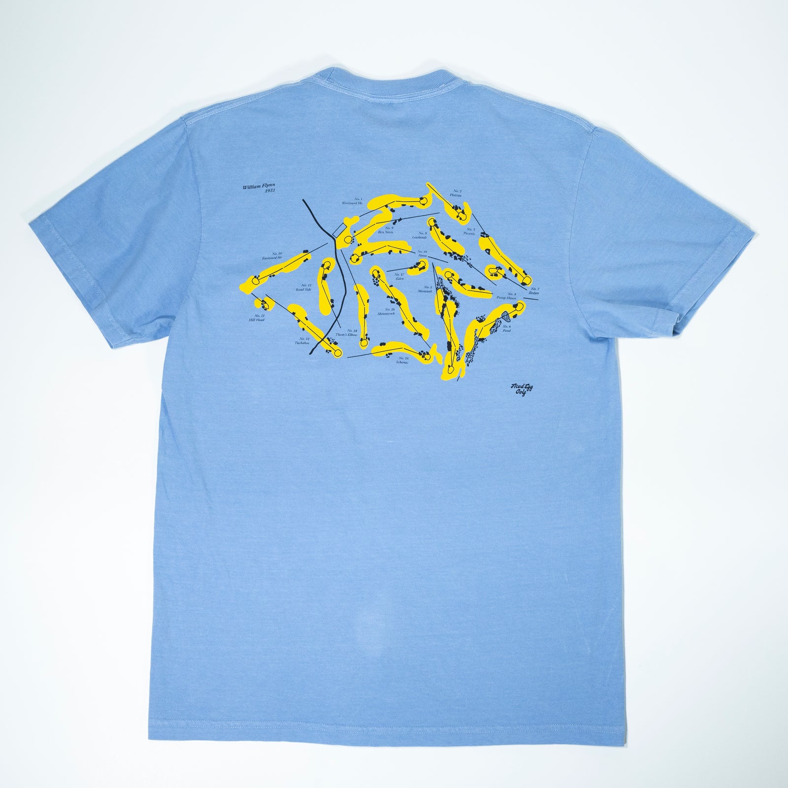 Fried Egg Golf Shinnecock Routing Map T-Shirt - Washed Denim