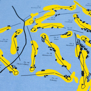 Fried Egg Golf Shinnecock Routing Map T-Shirt - Washed Denim