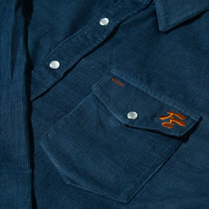 Fried Egg Golf & Criquet Corduroy Pearl Snap - Slate Blue