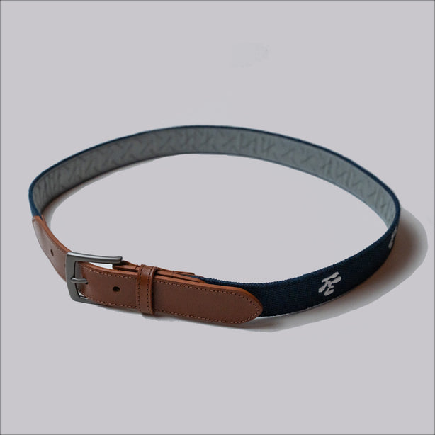 Fried Egg Golf Embroidered Belt - Navy