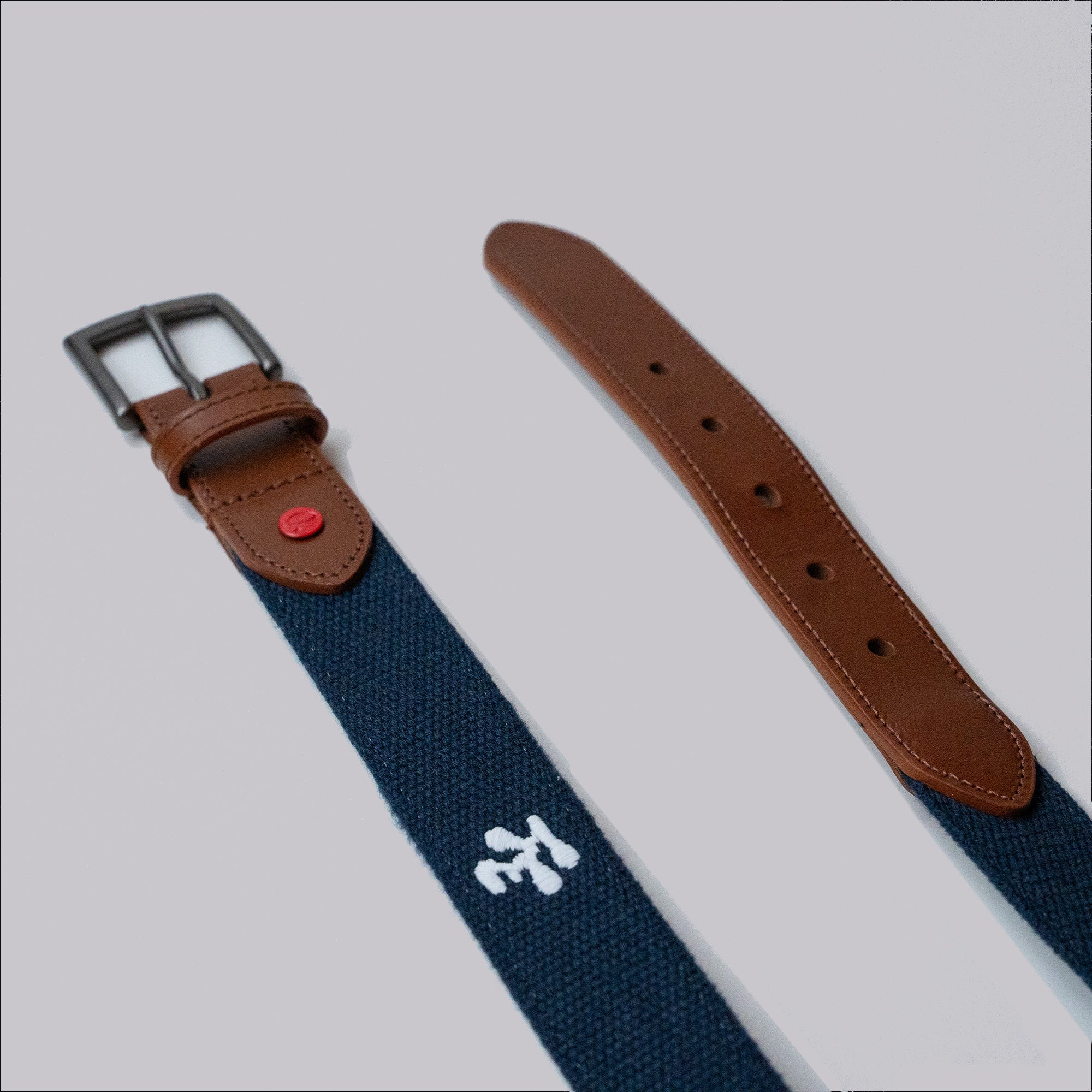 Fried Egg Golf Embroidered Belt - Navy