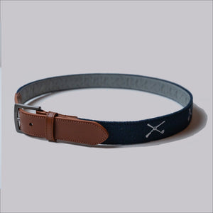 The Shotgun Start Embroidered Belt - Navy