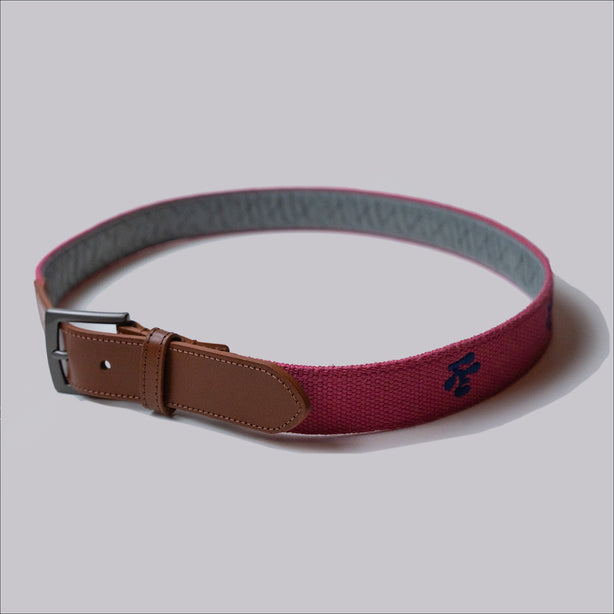 Fried Egg Golf Embroidered Belt - Nantucket Red