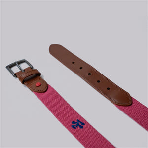 Fried Egg Golf Embroidered Belt - Nantucket Red