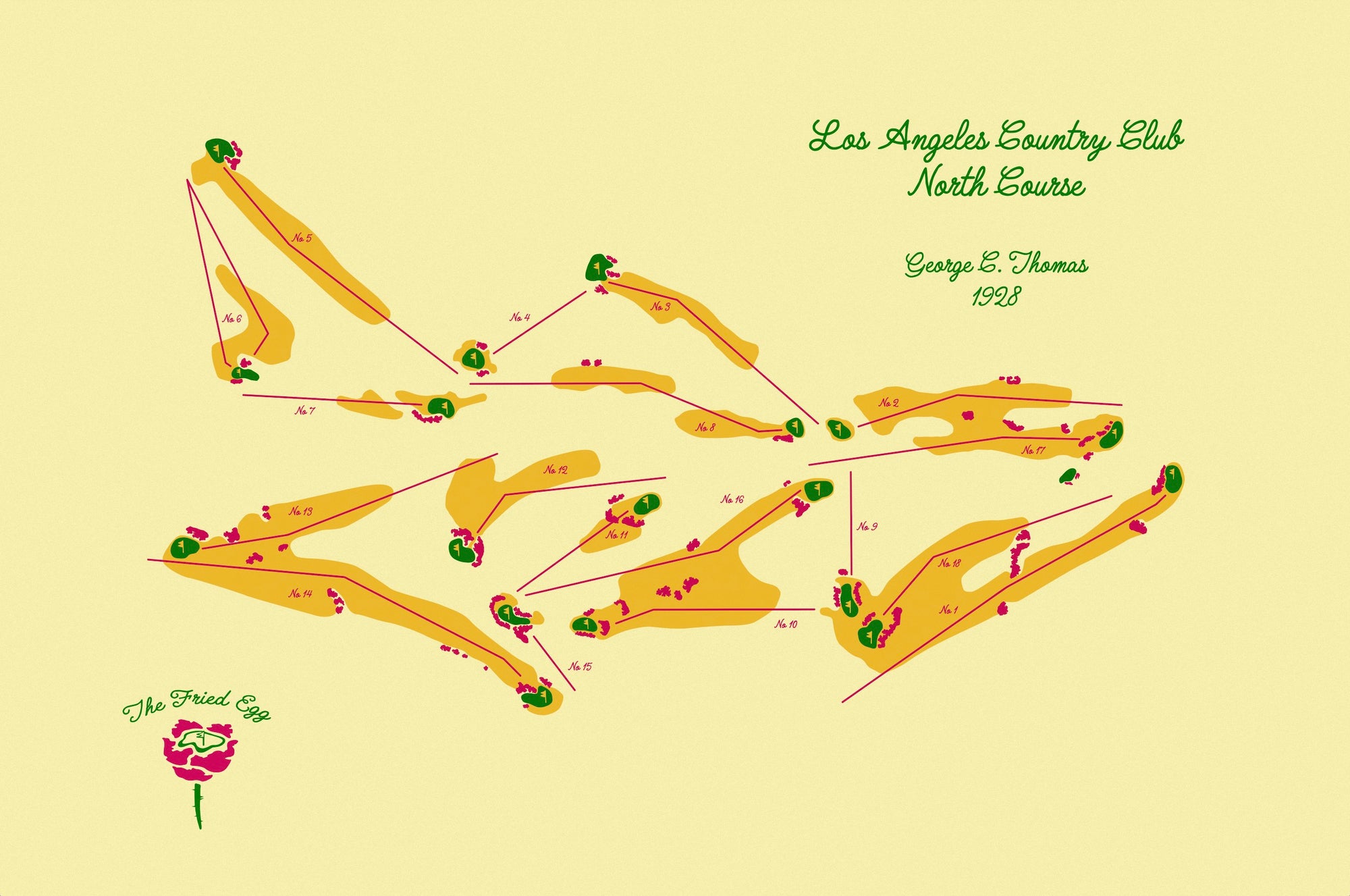 Lacc Routing Map L.A.C.C. North Routing Map Poster - Fried Egg Golf