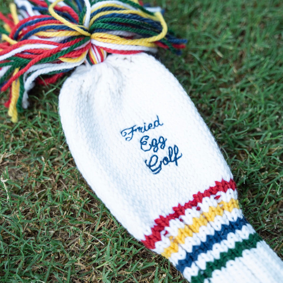Fried Egg Golf White Knit Headcover - Driver