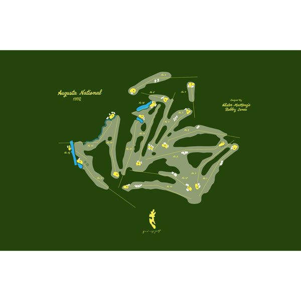 Augusta National Routing Map Poster - Fried Egg Golf