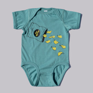 Fried Egg Golf Bag of Potato Chip Greens Onesie - Saltwater