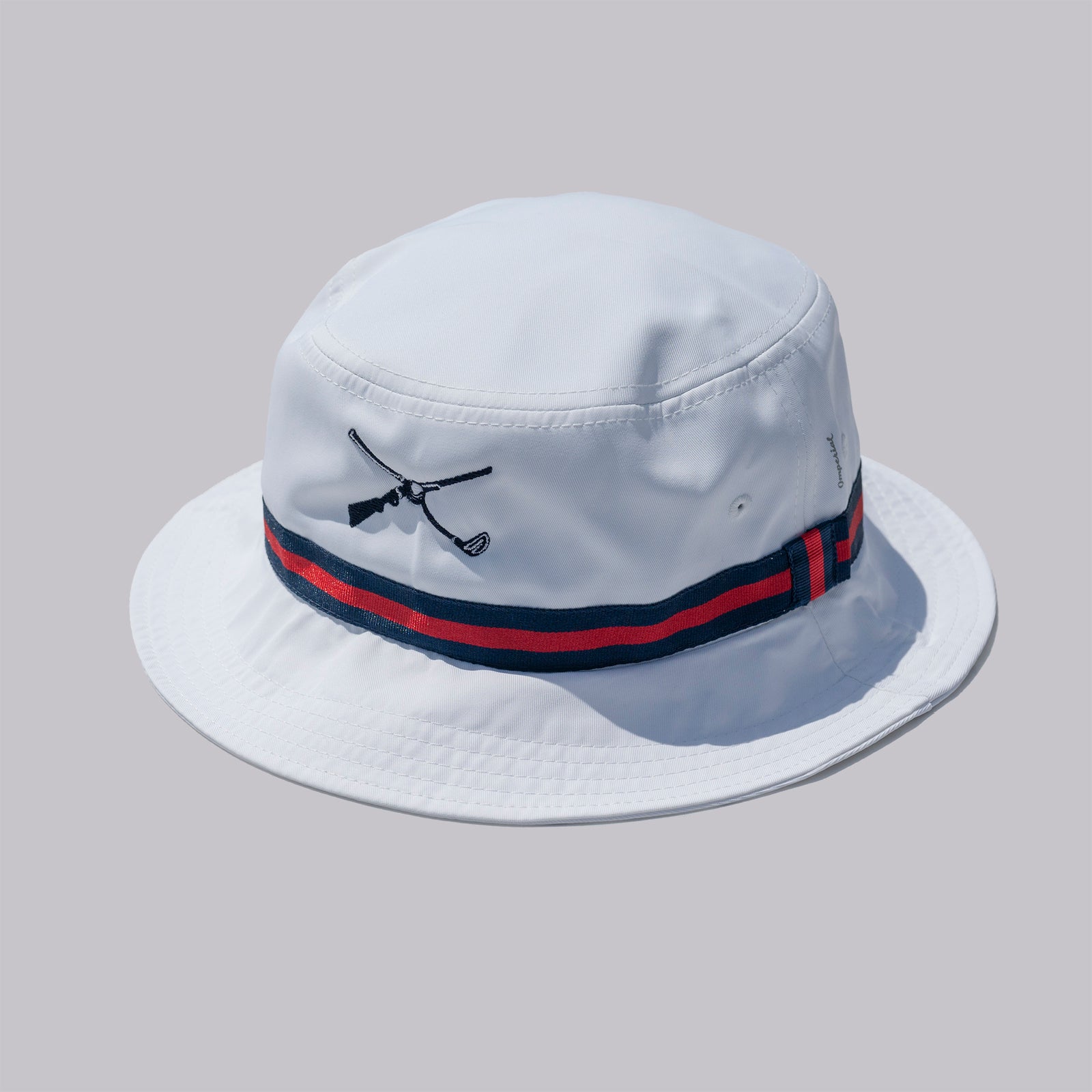 The Shotgun Start & Imperial Performance Bucket Hat - Navy/Red/Navy