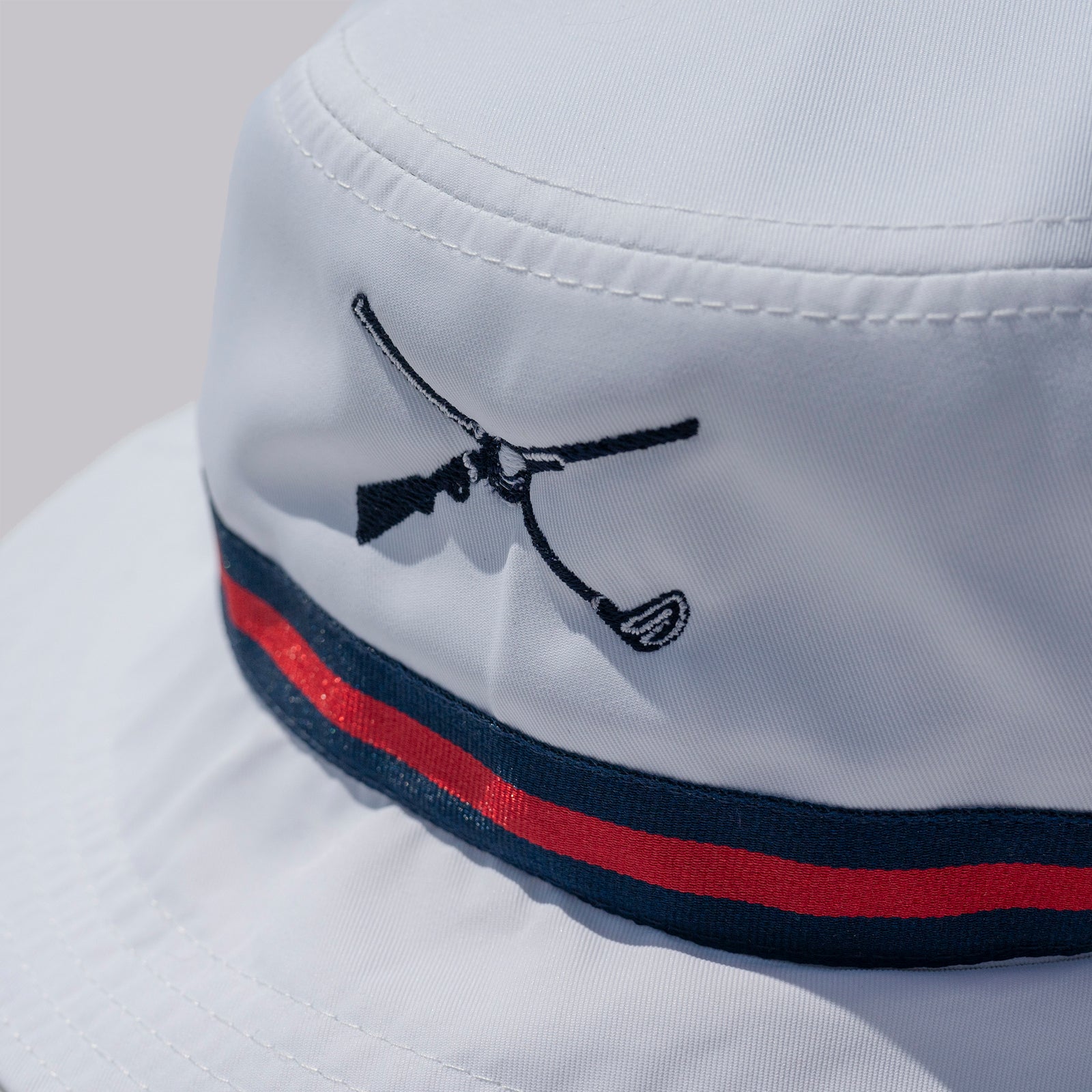 The Shotgun Start & Imperial Performance Bucket Hat - Navy/Red/Navy