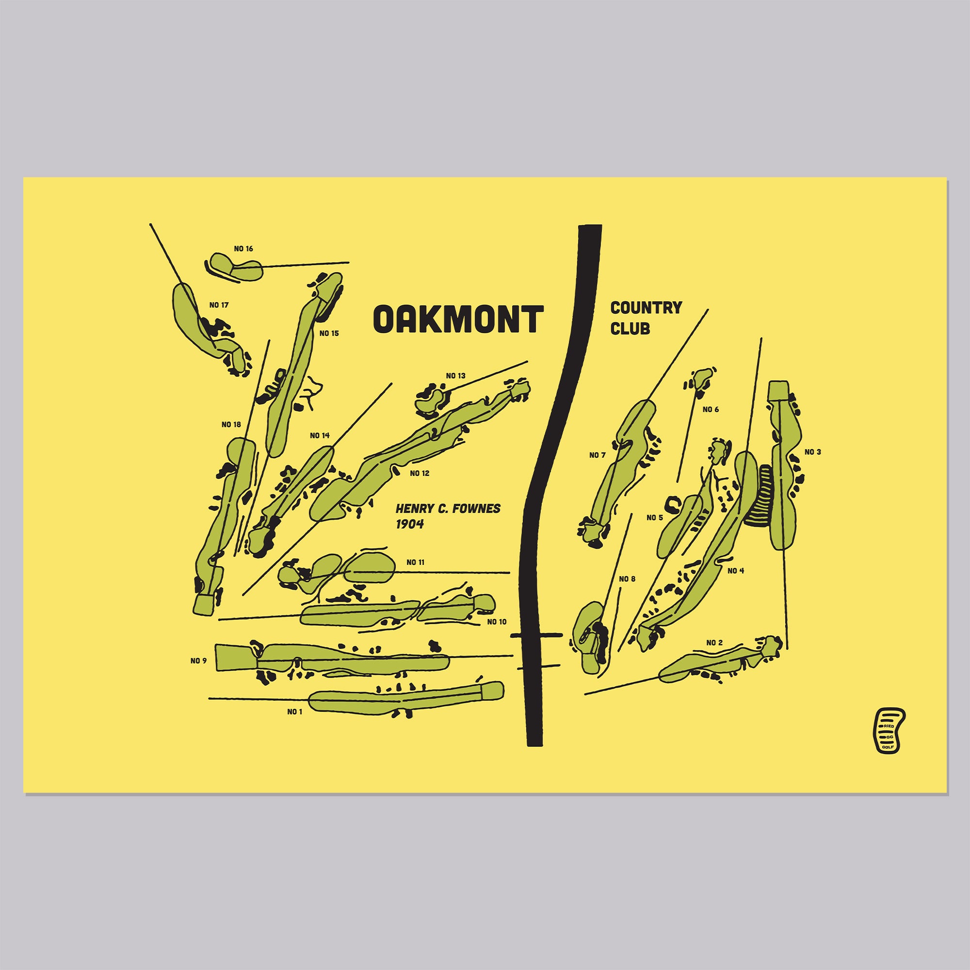 Oakmont Routing Map Poster - Fried Egg Golf