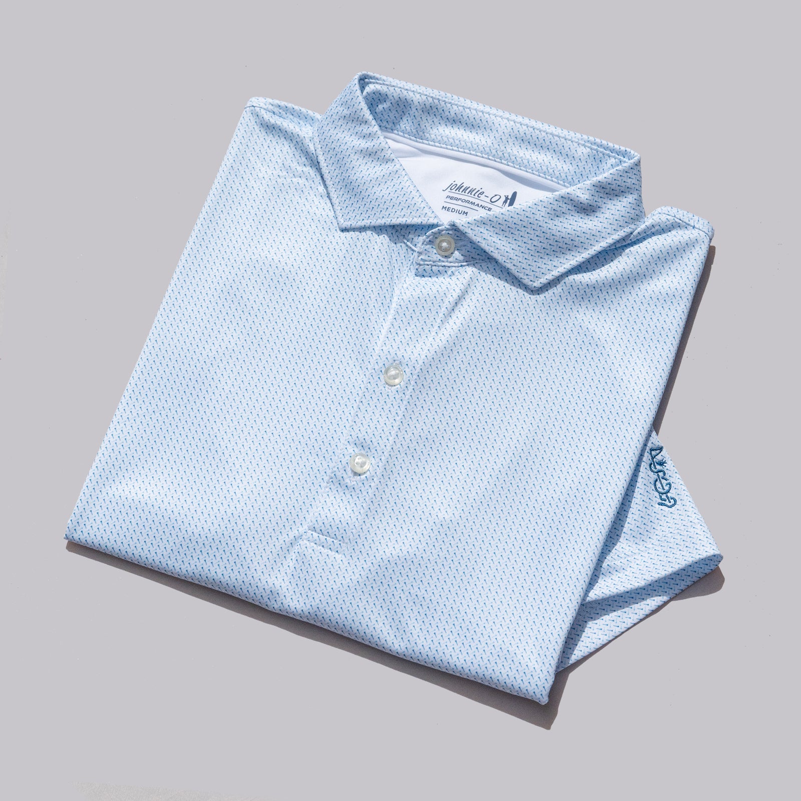 The Shotgun Start & Johnnie-O Performance Jersey Tee Time Polo - Barrels Blue